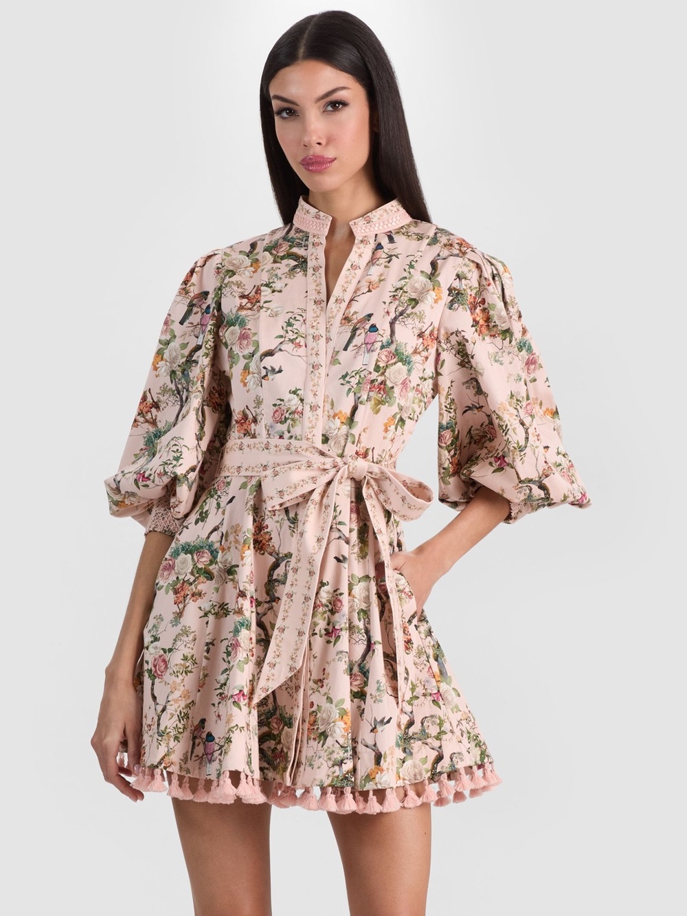 Alice + Olivia Lucy Mini Shirt Dress in Sunset Grove English 0